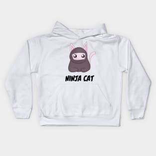 Ninja Cat (White) Kids Hoodie